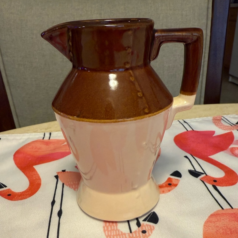 Vintage McCoy Brown & Cream 8 oz Pitcher EUC